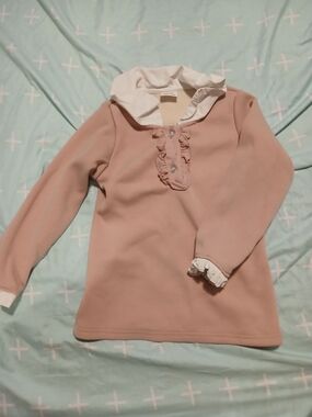 Girls' Long Sleeve Ruffle Collar Top